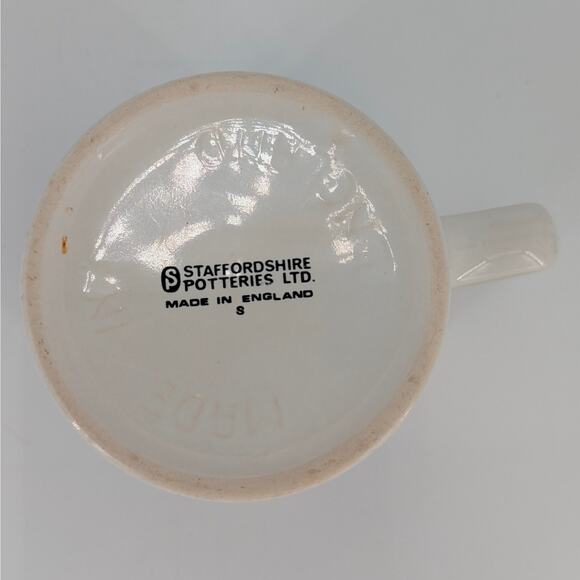 1970s Retro Mug Staffordshire Potteries Blue Green Geometric English Coffee Cup - Picture 5 of 8